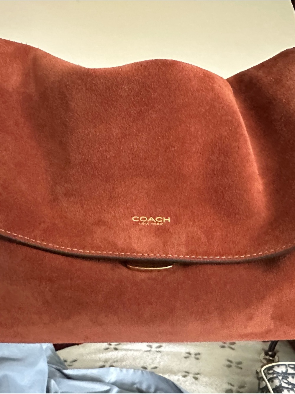 Coach Suede Shoulder Bag in Rust Brown